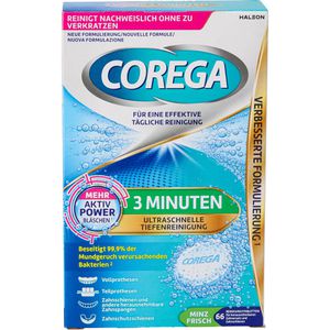 Produktbild für Gebissreiniger Corega Tabs 3 Minuten, Minz Frisch