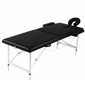 vidaXL Massageliege Massagetisch, schwarz, 2x klappbar, höhenverstellbar, mobil, Aluminium