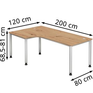 Produktbild für Schreibtisch Hammerbacher H-Serie, asteiche/silber