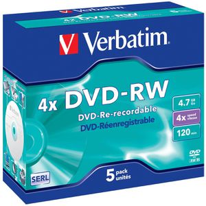 DVD-Rohlinge Verbatim 43285, wiederbeschreibbar, DVD-RW