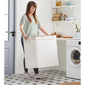 Produktbild für Wäschekorb Songmics LCB091W01, weiß, mit 3 Fächern