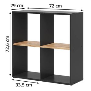 Produktbild für Bücherregal Vicco Tetra, anthrazit / eiche