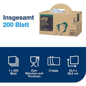 Produktbild für Einwegtücher Tork extra stark, 130083, W7, blau
