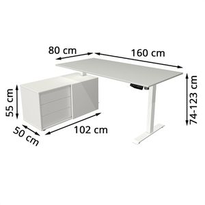 Produktbild für Schreibtisch Kerkmann Move 1, 2160, lichtgrau, mit Sideboard