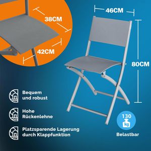 Produktbild für Klappstuhl CASARIA 109687, hellgrau