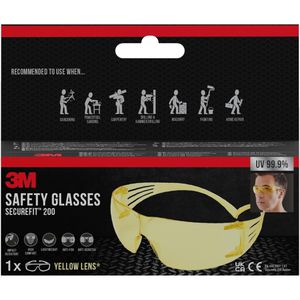 Produktbild für Schutzbrille 3M SecureFit 200, gelb
