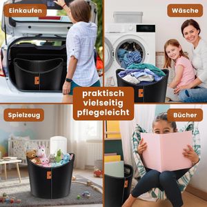 Produktbild für Kaminholzkorb Black-Oak Dakota L, mit Handschuhen, schwarz