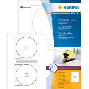 CD-Etiketten Herma 4460 Maxi, weiß matt