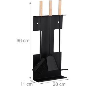 Produktbild für Kaminbesteck Relaxdays 10028788, aus Metall, schwarz, 4-teilig
