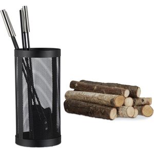 Produktbild für Kaminbesteck Relaxdays 10022296, aus Metall, schwarz, 5-teilig