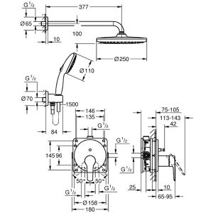 Produktbild für Duschsystem GROHE Start Vitalio Start 250, 25292000, verchromt