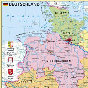 Produktbild für Deutschlandkarte Stiefel mit Wappen, Lernposter, rahmenlos