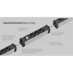 Produktbild für Steckdosenleiste Bachmann Step Alu, mit GST18