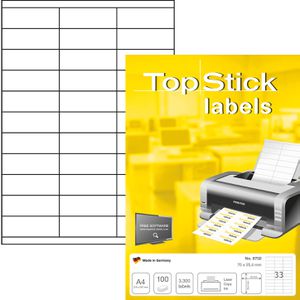 Universaletiketten TopStick labels, 8702, weiß