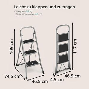 Produktbild für Klapptritt Songmics GSL003GY01, grau, aus Stahl