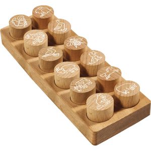 Produktbild für Motivstempel Colop Woodies Set Farmtiere, aus Holz