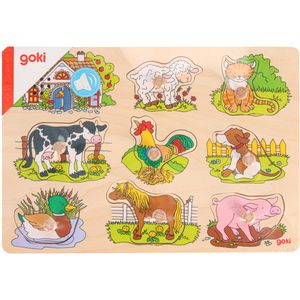 Produktbild für Motorikspielzeug Goki 57895, Soundpuzzle Bauernhof