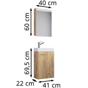 Produktbild für Waschtisch VCM Slito 916951, mit Spiegelschrank, honig eiche