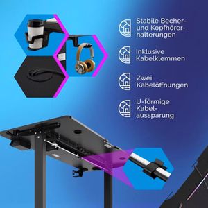 Produktbild für Schreibtisch CASARIA 109359, schwarz / schwarz