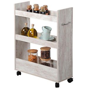 Nischenregal Kesper 24852, weiß gekälkt mit Rollen