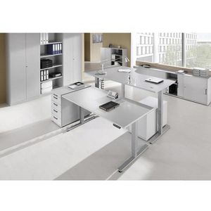 Produktbild für Schreibtisch Hammerbacher XDSM 12, lichtgrau / silber