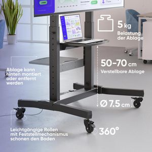 Produktbild für TV-Ständer Onkron TS1991-B, Ablage &amp; Rollen, schwarz, Metall