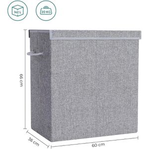 Produktbild für Wäschekorb Songmics LCB02G, grau, mit Deckel