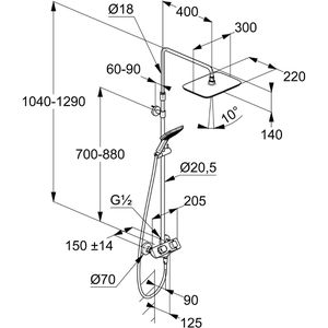 Produktbild für Duschsystem KLUDI COCKPIT Explorer, verchromt