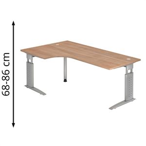 Produktbild für Schreibtisch Hammerbacher U-Serie, nussbaum / silber