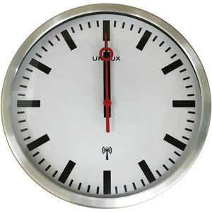 Produktbild für Wanduhr Unilux Station, Metall, analog, Funkuhr