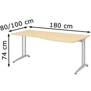 Produktbild für Schreibtisch Hammerbacher B-Serie, ahorn / silber