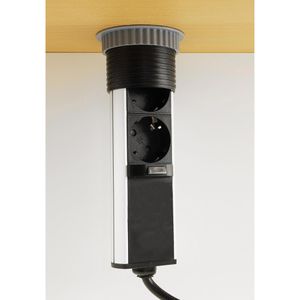 Produktbild für Einbausteckdose ChiliTec 23821, mit 1,6 m Kabel, versenkbar