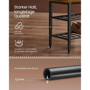 Produktbild für Schuhbank Vasagle EKHO, schwarz / braun, aus Metall