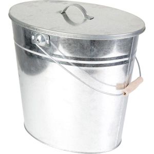 Ascheeimer Kamino-Flam 333259, silber, mit Holzgriff & Deckel