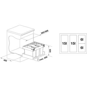 Produktbild für Einbaumülleimer BLANCO Flexon II XL 60/4, 5526644