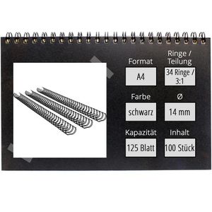 Produktbild für Drahtbinderücken Fellowes 53277, 34 Ringe