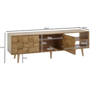 Produktbild für Lowboard Wohnling WL6.578, aus Massivholz, grifflos, eiche