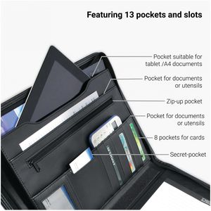 Produktbild für Schreibmappe DESQ 3681 Business Classy, schwarz, Kunstleder