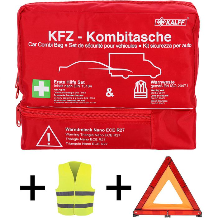 3-in-1 KFZ-Verbandkasten-Kombitasche für Notfälle