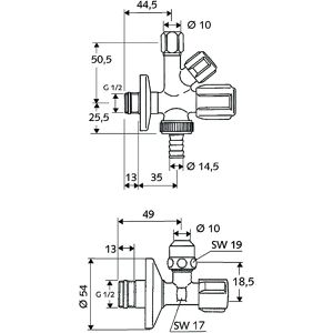 Produktbild für Eckventil SCHELL Armaturenanschluss-Set Comfort, aus Messing