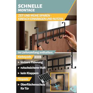 Produktbild für Türhaken 4smile für Außenseite, mit 5 Haken, schwarz