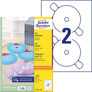 CD-Etiketten Zweckform L7676-100 Super Size, weiß