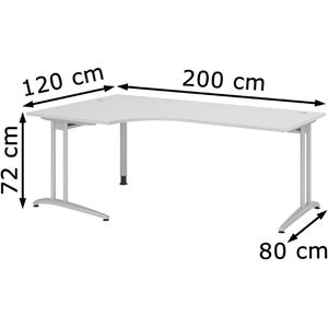 Produktbild für Schreibtisch Hammerbacher B-Serie, lichtgrau / silber