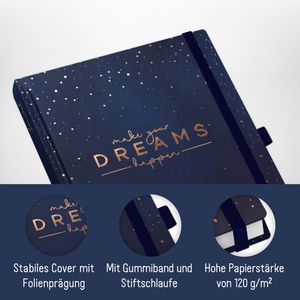 Produktbild für Notizbuch paper&amp;you Make your dreams happen, Karton Softcover