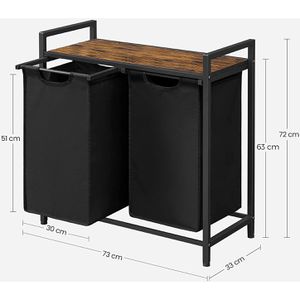 Produktbild für Wäschekorb Vasagle BLH201B01V1, schwarz, 2 Fächer