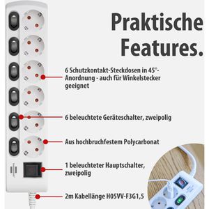 Produktbild für Steckdosenleiste Brennenstuhl mit 2m Kabel