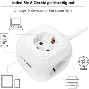 Produktbild für Steckdosenwürfel LogiLink LPS283U, 1,4m Kabel