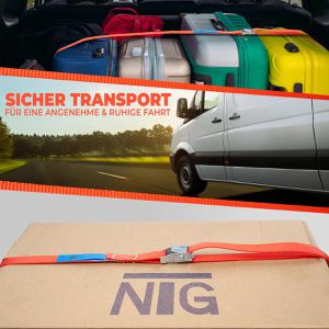 Produktbild für Spanngurt NTG LS.7106, rot, mit Klemmschloss