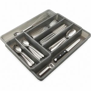 Produktbild für Besteckkasten Rotho Domino, anthrazit, aus Kunststoff