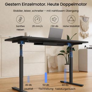 Produktbild für Schreibtisch FlexiSpot E1S Pro, schwarz / grau